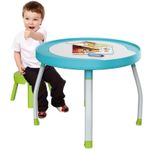 Jucarii, Copii si Bebe - Jucarii si jocuri - Jucarii de exterior - Balansoare copii - Saritor pentru copii 5 in 1 cu Masa si Centru de Activitati, Covoras Muzical, Baby Jumper, 6 luni+, Albastru - Infinity.ro