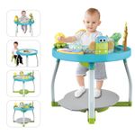 Jucarii, Copii si Bebe - Jucarii si jocuri - Jucarii de exterior - Balansoare copii - Saritor pentru copii 5 in 1 cu Masa si Centru de Activitati, Covoras Muzical, Baby Jumper, 6 luni+, Albastru - Infinity.ro