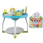 Jucarii, Copii si Bebe - Jucarii si jocuri - Jucarii de exterior - Balansoare copii - Saritor pentru copii 5 in 1 cu Masa si Centru de Activitati, Covoras Muzical, Baby Jumper, 6 luni+, Albastru - Infinity.ro
