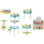 Jucarii, Copii si Bebe - Jucarii si jocuri - Jucarii de exterior - Balansoare copii - Saritor pentru copii 5 in 1 cu Masa si Centru de Activitati, Covoras Muzical, Baby Jumper, 6 luni+, Albastru - Infinity.ro
