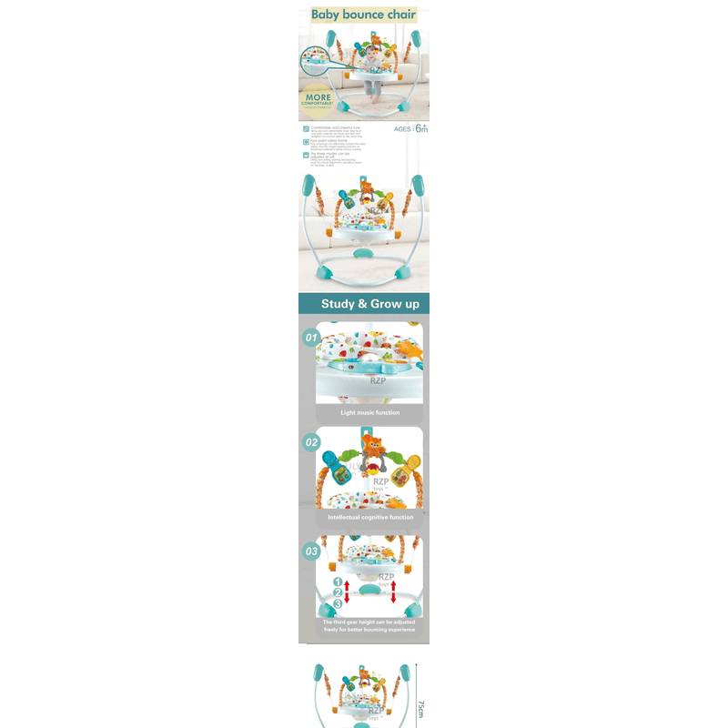 Jucarii, Copii si Bebe - Jucarii si jocuri - Jucarii de exterior - Balansoare copii - Saritor pentru copii cu Centru de Activitati, Baby Jumper, Lumini si Accesorii atractive, 6 luni+, Albastru - Infinity.ro