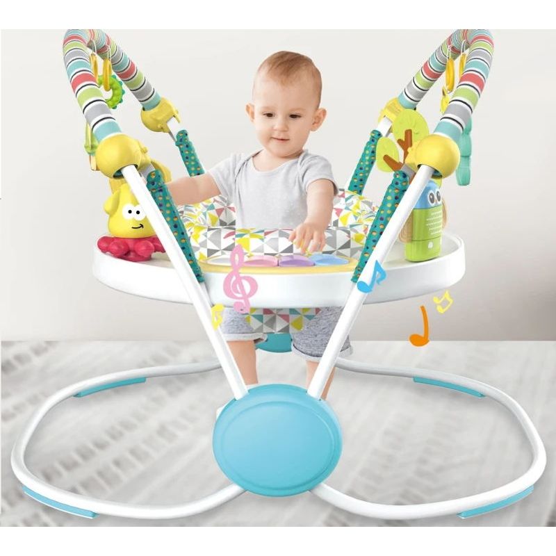 Jucarii, Copii si Bebe - Jucarii si jocuri - Jucarii de exterior - Balansoare copii - Saritor pentru copii cu Centru de Activitati, Baby Jumper, Sunete, Lumini si Accesorii interactive, Alb - Infinity.ro