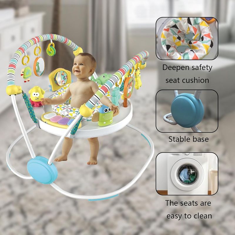 Jucarii, Copii si Bebe - Jucarii si jocuri - Jucarii de exterior - Balansoare copii - Saritor pentru copii cu Centru de Activitati, Baby Jumper, Sunete, Lumini si Accesorii interactive, Alb - Infinity.ro