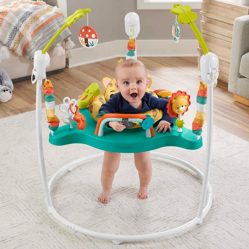 Jucarii, Copii si Bebe - Jucarii si jocuri - Jucarii de exterior - Balansoare copii - Saritor pentru copii cu Centru de Activitati, Baby Jumper, Sunete, Lumini si Accesorii atractive, 6 luni+, Leu - Infinity.ro