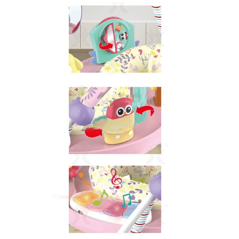 Jucarii, Copii si Bebe - Jucarii si jocuri - Jucarii de exterior - Balansoare copii - Saritor pentru copii cu Centru de Activitati, Sunete, Lumini si Accesorii interactive, 6 luni+, Roz - Infinity.ro