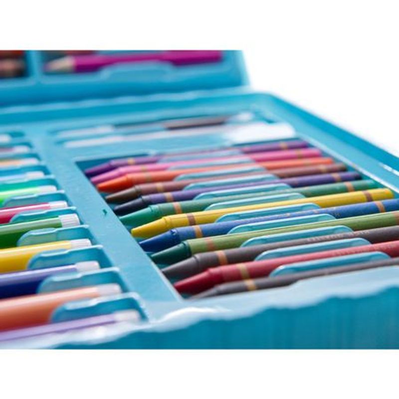 Jucarii, Copii si Bebe - Jucarii si jocuri - Jucarii & jocuri educative - Seturi pictura si desen - Set de pictura si desen pentru copii WePro Store, 86 piese, creioane colorate, pasteluri de ulei, acuarele, Albastru - Infinity.ro