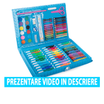 Jucarii, Copii si Bebe - Jucarii si jocuri - Jucarii & jocuri educative - Seturi pictura si desen - Set de pictura si desen pentru copii WePro Store, 86 piese, creioane colorate, pasteluri de ulei, acuarele, Albastru - Infinity.ro