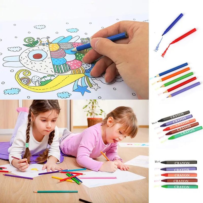 Jucarii, Copii si Bebe - Jucarii si jocuri - Jucarii & jocuri educative - Seturi pictura si desen - Set de pictura si desen pentru copii WePro Store, 86 piese, creioane colorate, pasteluri de ulei, acuarele, Albastru - Infinity.ro