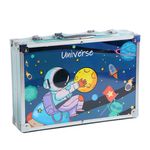 Jucarii, Copii si Bebe - Jucarii si jocuri - Jucarii & jocuri educative - Seturi pictura si desen - Set de pictura si desen pentru copii WePro Store, 145 de piese, Cutie Metalica, 3 ani +, Albastru astronaut - Infinity.ro