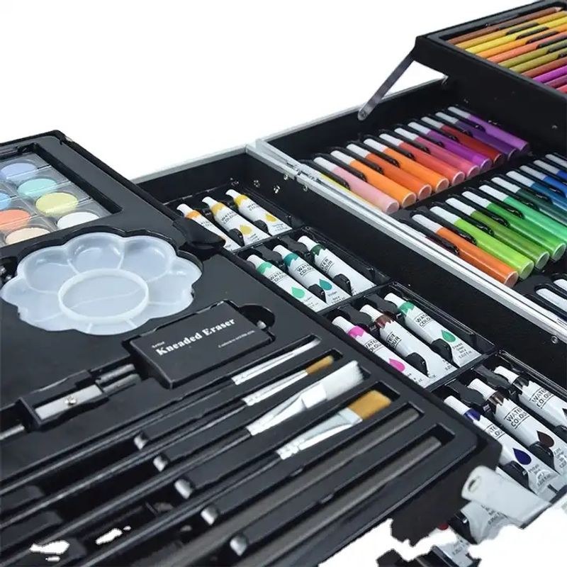 Jucarii, Copii si Bebe - Jucarii si jocuri - Jucarii & jocuri educative - Seturi pictura si desen - Set de pictura si desen pentru copii WePro Store, 145 de piese, Cutie Metalica, 3 ani +, Albastru astronaut - Infinity.ro