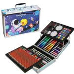 Jucarii, Copii si Bebe - Jucarii si jocuri - Jucarii & jocuri educative - Seturi pictura si desen - Set de pictura si desen pentru copii WePro Store, 145 de piese, Cutie Metalica, 3 ani +, Albastru astronaut - Infinity.ro