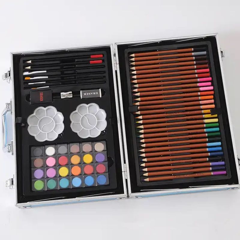 Jucarii, Copii si Bebe - Jucarii si jocuri - Jucarii & jocuri educative - Seturi pictura si desen - Set de pictura si desen pentru copii WePro Store, 145 de piese, Cutie Metalica, 3 ani +, Albastru astronaut - Infinity.ro