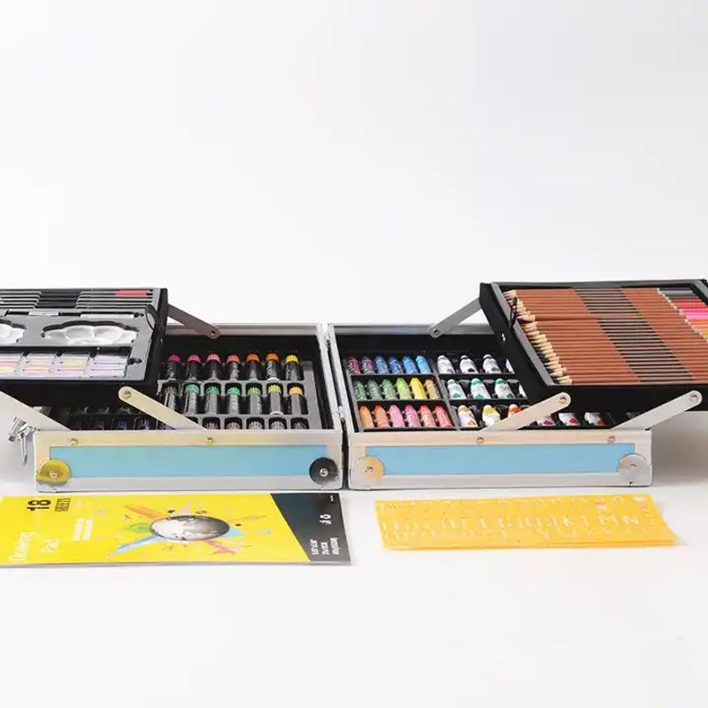 Jucarii, Copii si Bebe - Jucarii si jocuri - Jucarii & jocuri educative - Seturi pictura si desen - Set de pictura si desen pentru copii WePro Store, 145 de piese, Cutie Metalica, 3 ani +, Albastru astronaut - Infinity.ro