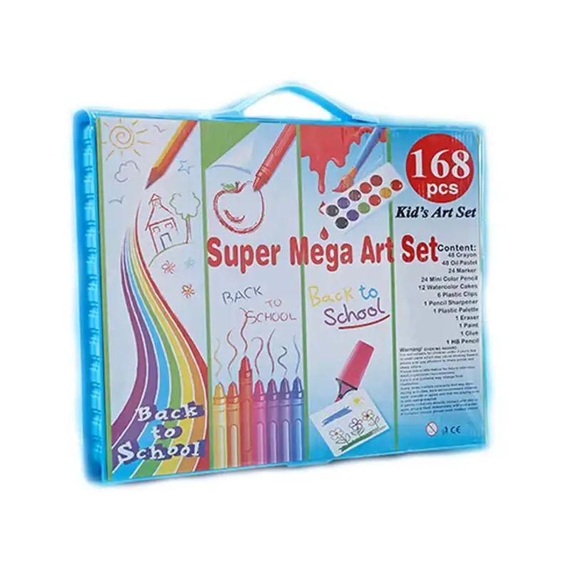 Jucarii, Copii si Bebe - Jucarii si jocuri - Jucarii & jocuri educative - Seturi pictura si desen - Set de pictura si desen pentru copii WePro Store, 168 piese, Albastru - Infinity.ro