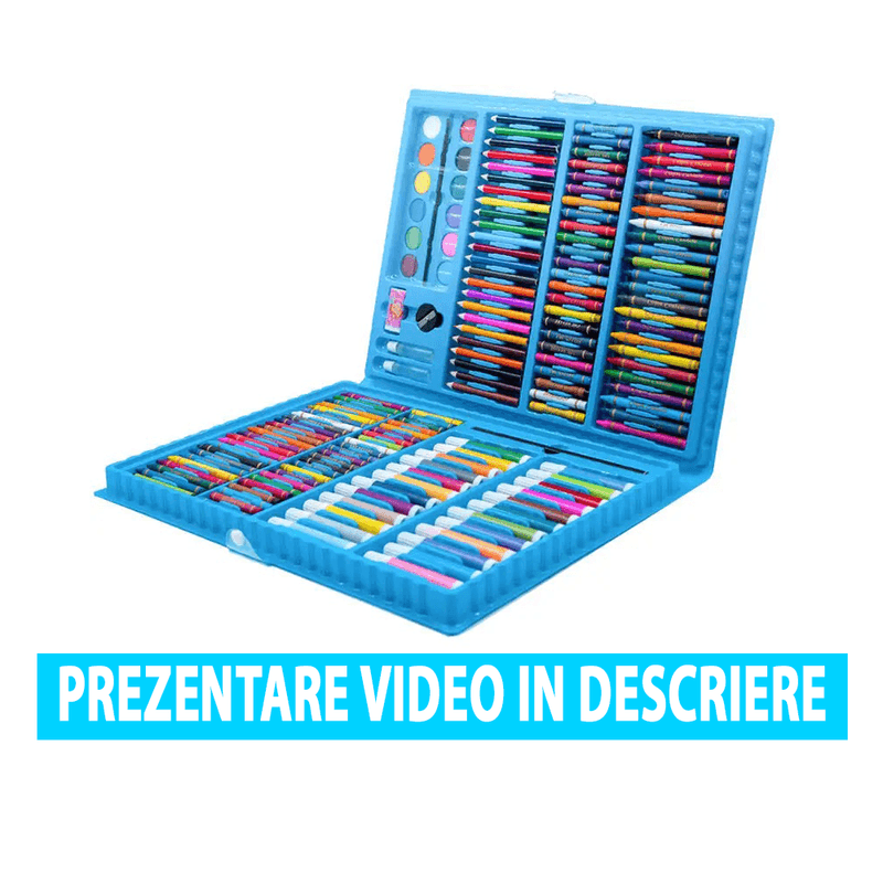 Jucarii, Copii si Bebe - Jucarii si jocuri - Jucarii & jocuri educative - Seturi pictura si desen - Set de pictura si desen pentru copii WePro Store, 168 piese, Albastru - Infinity.ro