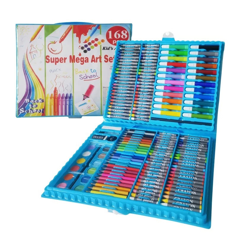 Jucarii, Copii si Bebe - Jucarii si jocuri - Jucarii & jocuri educative - Seturi pictura si desen - Set de pictura si desen pentru copii WePro Store, 168 piese, Albastru - Infinity.ro