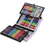 Jucarii, Copii si Bebe - Jucarii si jocuri - Jucarii & jocuri educative - Seturi pictura si desen - Set de pictura si desen pentru copii WePro Store, 145 de piese, Cutie Metalica, 3 ani +, Roz - Infinity.ro