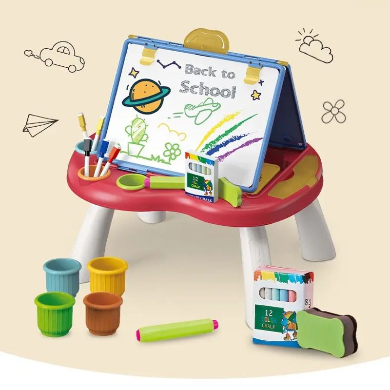 Jucarii, Copii si Bebe - Jucarii si jocuri - Jucarii & jocuri educative - Jocuri si jucarii educative - Tabla cu Doua Fete, Jocuri Incluse, Magnetica pentru Accesorii, Neagra pentru Creta, Markere cu Radiera, Burete, 3 Ani+ - Infinity.ro