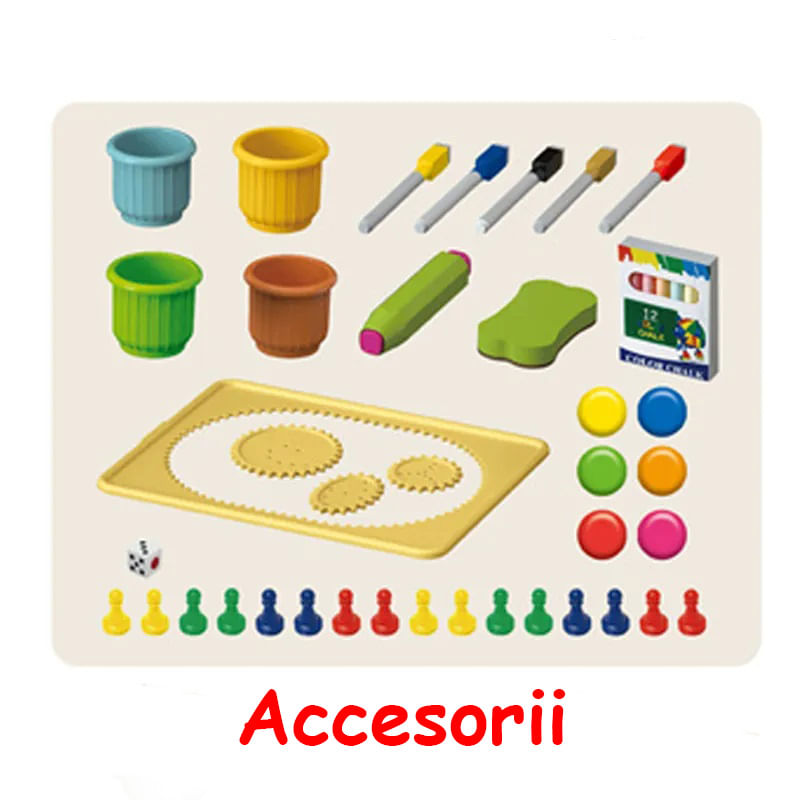 Jucarii, Copii si Bebe - Jucarii si jocuri - Jucarii & jocuri educative - Jocuri si jucarii educative - Tabla cu Doua Fete, Jocuri Incluse, Magnetica pentru Accesorii, Neagra pentru Creta, Markere cu Radiera, Burete, 3 Ani+ - Infinity.ro