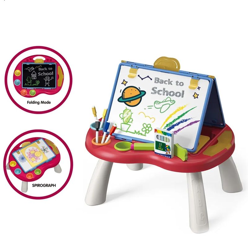 Jucarii, Copii si Bebe - Jucarii si jocuri - Jucarii & jocuri educative - Jocuri si jucarii educative - Tabla cu Doua Fete, Jocuri Incluse, Magnetica pentru Accesorii, Neagra pentru Creta, Markere cu Radiera, Burete, 3 Ani+ - Infinity.ro