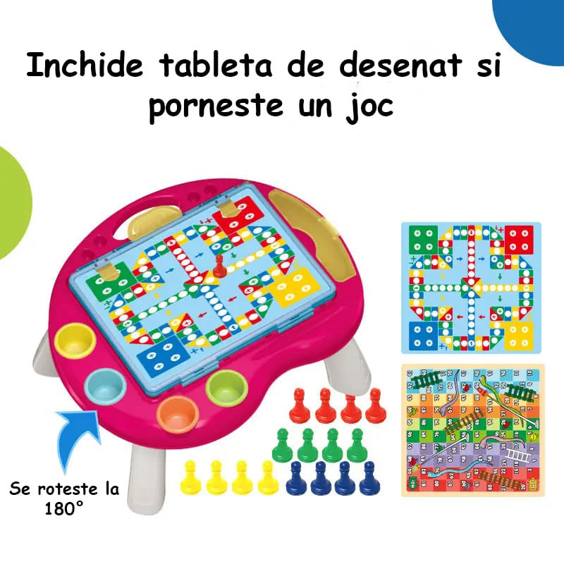 Jucarii, Copii si Bebe - Jucarii si jocuri - Jucarii & jocuri educative - Jocuri si jucarii educative - Tabla cu Doua Fete, Jocuri Incluse, Magnetica pentru Accesorii, Neagra pentru Creta, Markere cu Radiera, Burete, 3 Ani+ - Infinity.ro