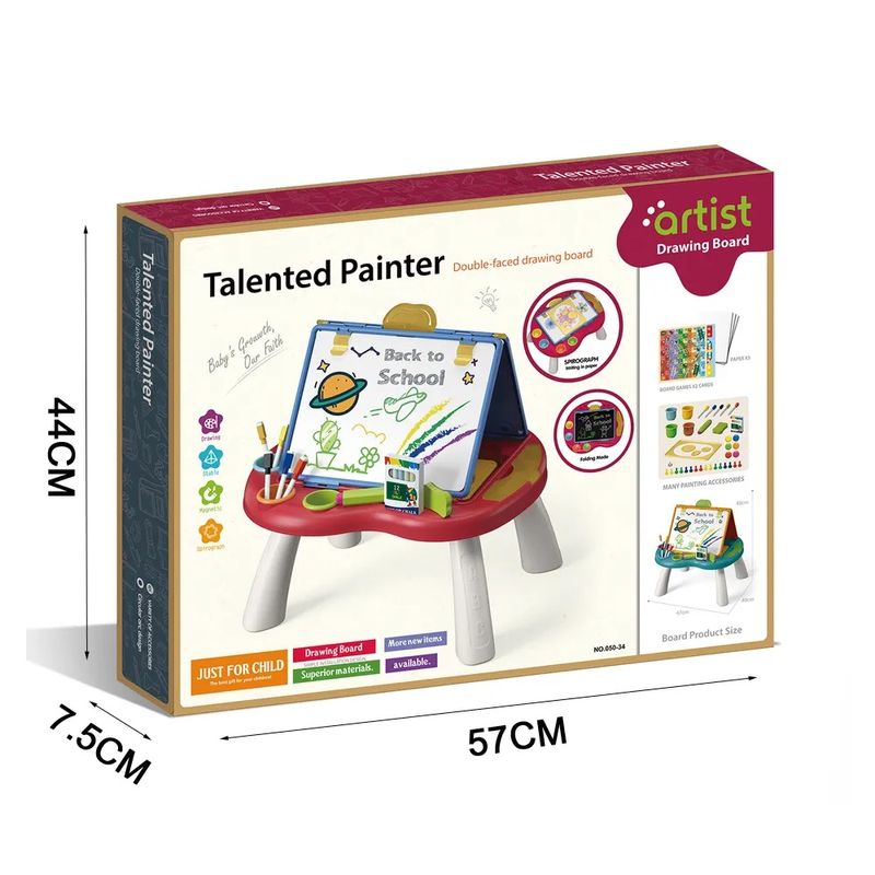 Jucarii, Copii si Bebe - Jucarii si jocuri - Jucarii & jocuri educative - Jocuri si jucarii educative - Tabla cu Doua Fete, Jocuri Incluse, Magnetica pentru Accesorii, Neagra pentru Creta, Markere cu Radiera, Burete, 3 Ani+ - Infinity.ro