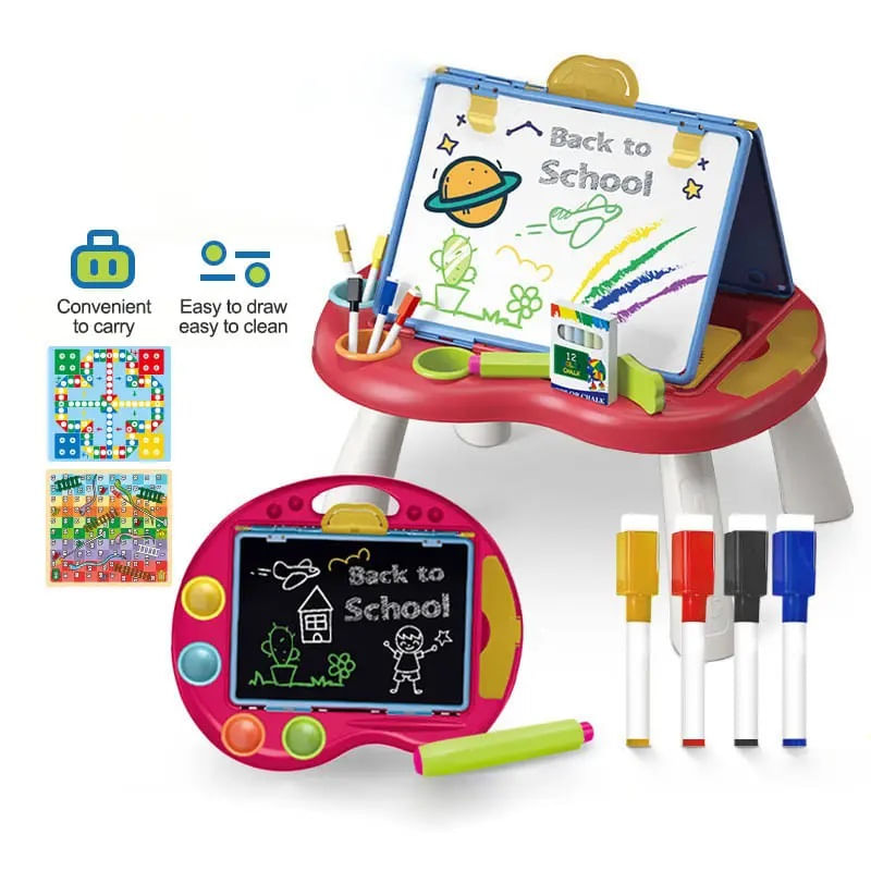 Jucarii, Copii si Bebe - Jucarii si jocuri - Jucarii & jocuri educative - Jocuri si jucarii educative - Tabla cu Doua Fete, Jocuri Incluse, Magnetica pentru Accesorii, Neagra pentru Creta, Markere cu Radiera, Burete, 3 Ani+ - Infinity.ro