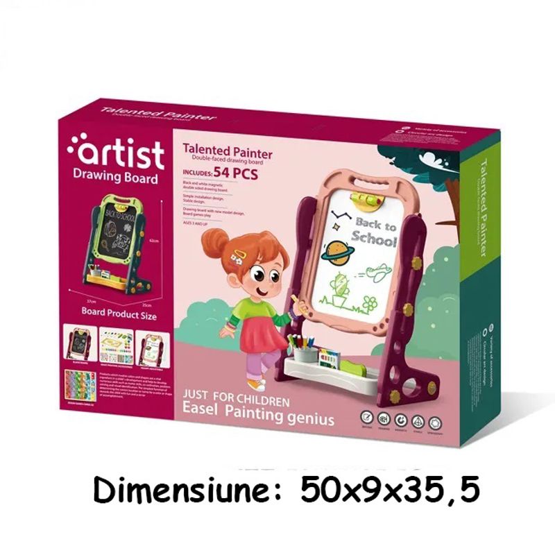 Jucarii, Copii si Bebe - Jucarii si jocuri - Jucarii & jocuri educative - Jocuri si jucarii educative - Tabla Multifunctionala cu Doua Fete, 2 Jocuri, Magnetica pentru Cifre si Litere, Neagra pentru Creta,  3 Ani+ - Infinity.ro