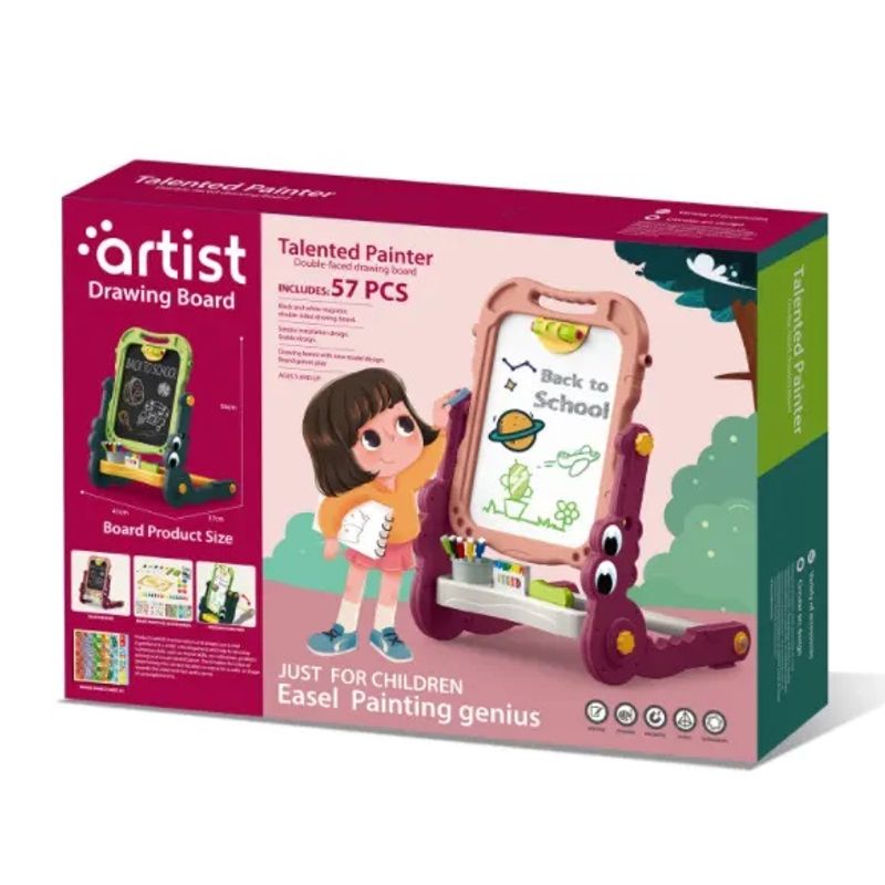 Jucarii, Copii si Bebe - Jucarii si jocuri - Jucarii & jocuri educative - Jocuri si jucarii educative - Tabla Multifunctionala cu Doua Fete, 2 Jocuri, Magnetica pentru Cifre si Litere, Neagra pentru Creta,  3 Ani+ - Infinity.ro