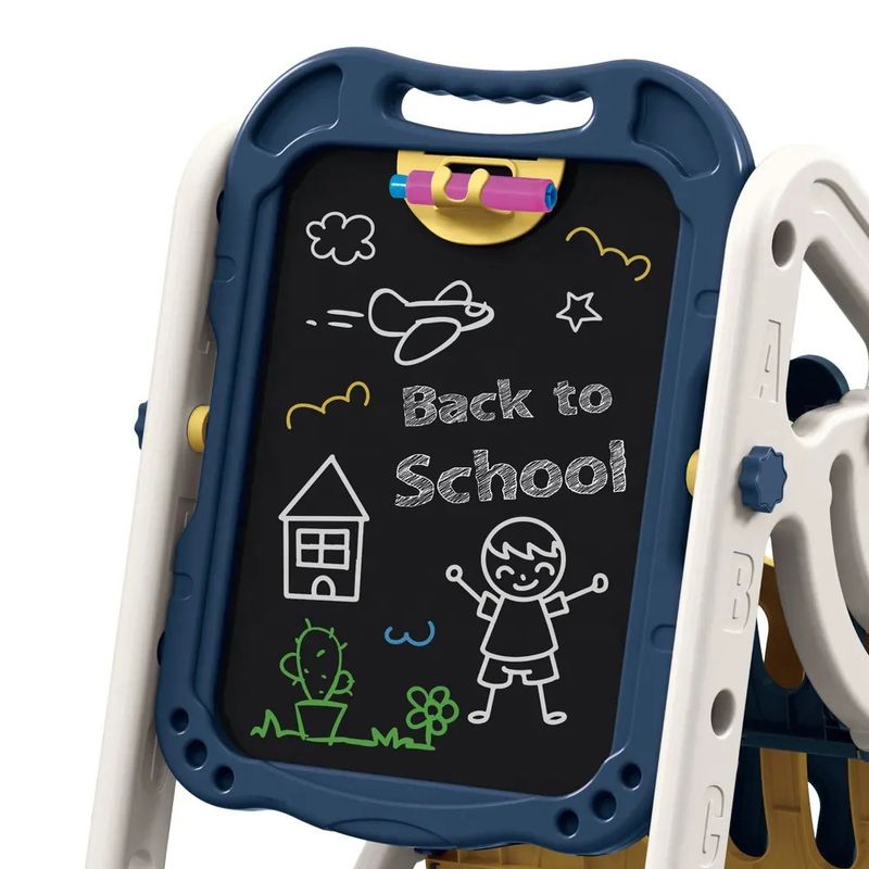 Jucarii, Copii si Bebe - Jucarii si jocuri - Jucarii & jocuri educative - Jocuri si jucarii educative - Tabla 3 in 1 cu Doua Fete, Compartiment Depozitare Carti, Magnetica si pentru Creta, Reglabila, Usor de Curatat, 3 Ani+ - Infinity.ro