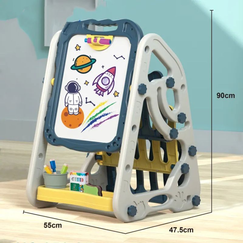Jucarii, Copii si Bebe - Jucarii si jocuri - Jucarii & jocuri educative - Jocuri si jucarii educative - Tabla 3 in 1 cu Doua Fete, Compartiment Depozitare Carti, Magnetica si pentru Creta, Reglabila, Usor de Curatat, 3 Ani+ - Infinity.ro