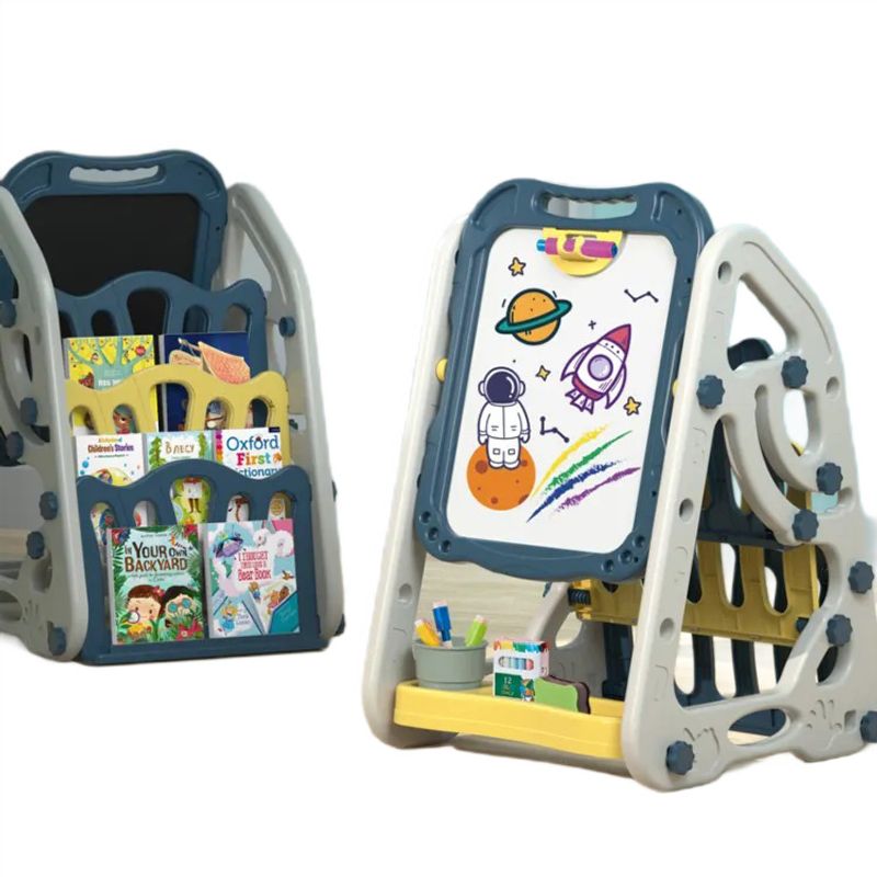 Jucarii, Copii si Bebe - Jucarii si jocuri - Jucarii & jocuri educative - Jocuri si jucarii educative - Tabla 3 in 1 cu Doua Fete, Compartiment Depozitare Carti, Magnetica si pentru Creta, Reglabila, Usor de Curatat, 3 Ani+ - Infinity.ro