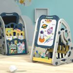 Jucarii, Copii si Bebe - Jucarii si jocuri - Jucarii & jocuri educative - Jocuri si jucarii educative - Tabla 3 in 1 cu Doua Fete, Compartiment Depozitare Carti, Magnetica si pentru Creta, Reglabila, Usor de Curatat, 3 Ani+ - Infinity.ro