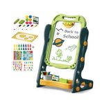 Jucarii, Copii si Bebe - Jucarii si jocuri - Jucarii & jocuri educative - Jocuri si jucarii educative - Tabla Multifunctionala cu Doua Fete, 2 Jocuri, Magnetica pentru Cifre si Litere, Accesorii Pictura, Reglabila, Verde, 3+ - Infinity.ro