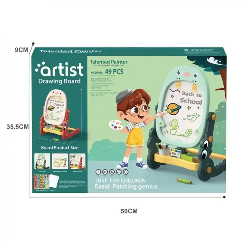 Jucarii, Copii si Bebe - Jucarii si jocuri - Jucarii & jocuri educative - Jocuri si jucarii educative - Tabla Multifunctionala cu Doua Fete, 2 Jocuri, Magnetica pentru Cifre si Litere, Neagra pentru Creta, Verde, 3 Ani+ - Infinity.ro