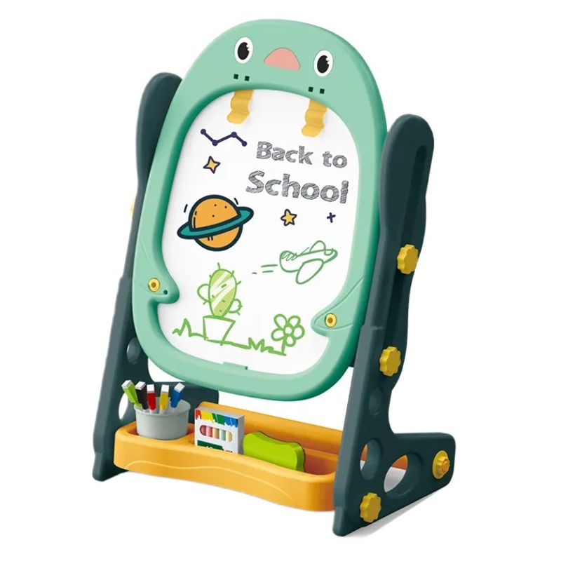 Jucarii, Copii si Bebe - Jucarii si jocuri - Jucarii & jocuri educative - Jocuri si jucarii educative - Tabla Multifunctionala cu Doua Fete, 2 Jocuri, Magnetica pentru Cifre si Litere, Neagra pentru Creta, Verde, 3 Ani+ - Infinity.ro