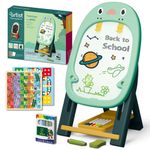 Jucarii, Copii si Bebe - Jucarii si jocuri - Jucarii & jocuri educative - Jocuri si jucarii educative - Tabla Multifunctionala cu Doua Fete, 2 Jocuri, Magnetica pentru Cifre si Litere, Neagra pentru Creta, Verde, 3 Ani+ - Infinity.ro