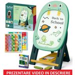 Jucarii, Copii si Bebe - Jucarii si jocuri - Jucarii & jocuri educative - Jocuri si jucarii educative - Tabla Multifunctionala cu Doua Fete, 2 Jocuri, Magnetica pentru Cifre si Litere, Neagra pentru Creta, Verde, 3 Ani+ - Infinity.ro