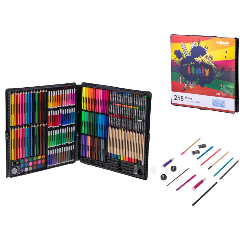 Jucarii, Copii si Bebe - Jucarii si jocuri - Jucarii & jocuri educative - Seturi pictura si desen - Set pentru pictura cu 258 piese intr-o valiza iMK®, perfect pentru desene pline de imaginatie - Infinity.ro