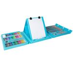 Jucarii, Copii si Bebe - Jucarii si jocuri - Jucarii & jocuri educative - Seturi pictura si desen - Set arta pentru Pictura si Desen, Cutie pentru Depozitare si Organizare, 208 Piese, Albastru deschis - Infinity.ro