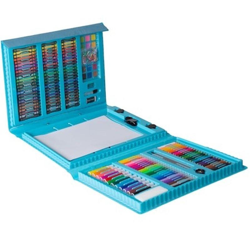 Jucarii, Copii si Bebe - Jucarii si jocuri - Jucarii & jocuri educative - Seturi pictura si desen - Set arta pentru Pictura si Desen, Cutie pentru Depozitare si Organizare, 208 Piese, Albastru deschis - Infinity.ro