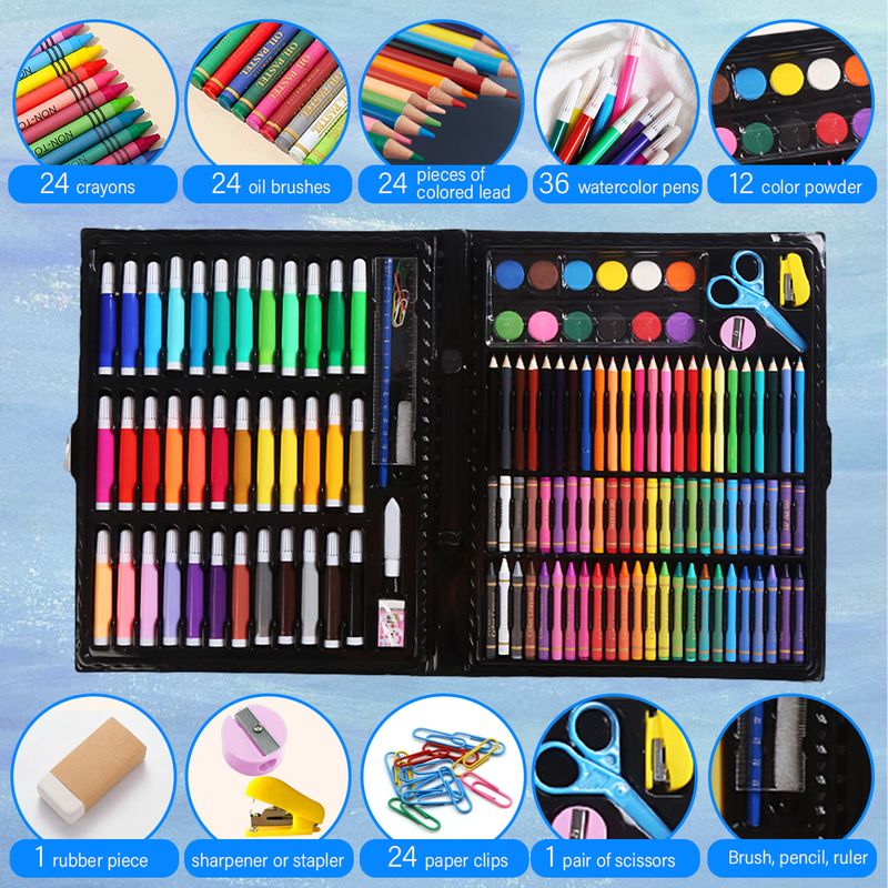 Jucarii, Copii si Bebe/Jucarii si jocuri/Jucarii & jocuri educative/Seturi pictura si desen - Rechizite de arta, 150 piese, Multicolor - Infinity.ro