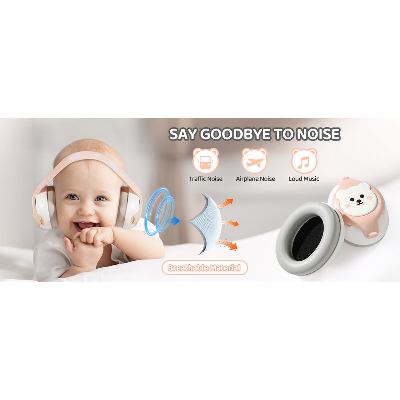 Casa si Gradina - Mobilier - Mobilier copii - Sisteme de siguranta - Casti Antifonice Pentru Copii si Bebelusi 3-36 luni, Protectie Auditiva, Prindere Sigura Fontanela, Alb cu Roz Deschis - Infinity.ro