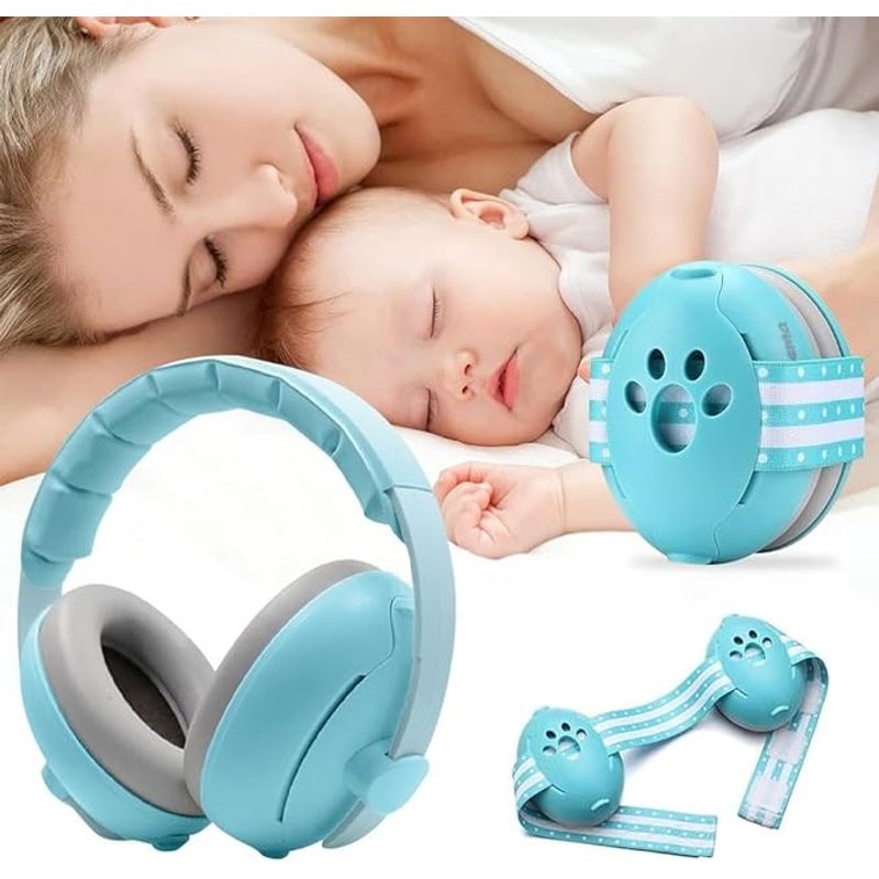 Casa si Gradina - Mobilier - Mobilier copii - Sisteme de siguranta - Casti Antifonice 2 in 1 Pentru Bebe si Copii 3-48 luni, Bentita Moale, Protectie Auditiva, Anulare Zgomot 25dB, Albastre - Infinity.ro