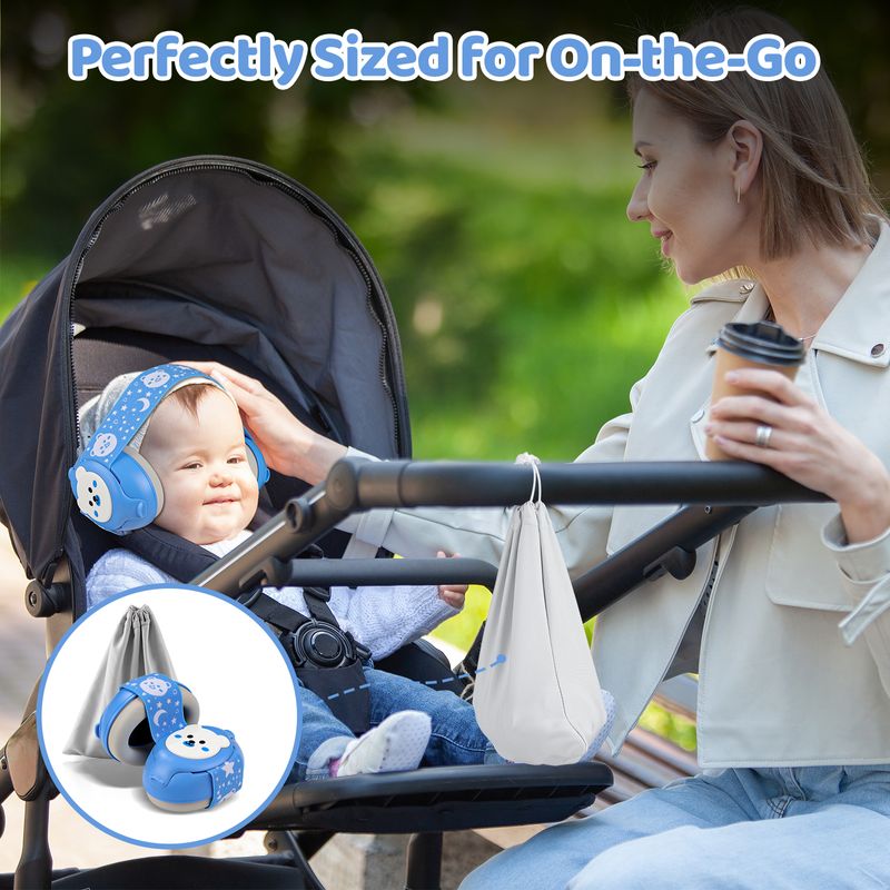 Casa si Gradina - Mobilier - Mobilier copii - Sisteme de siguranta - Casti Antifonice Pentru Copii 3-36 Luni, Protectie Auditiva, Model Ursulet, Alb Cu Albastru, Prindere Sigura Fontanela - Infinity.ro