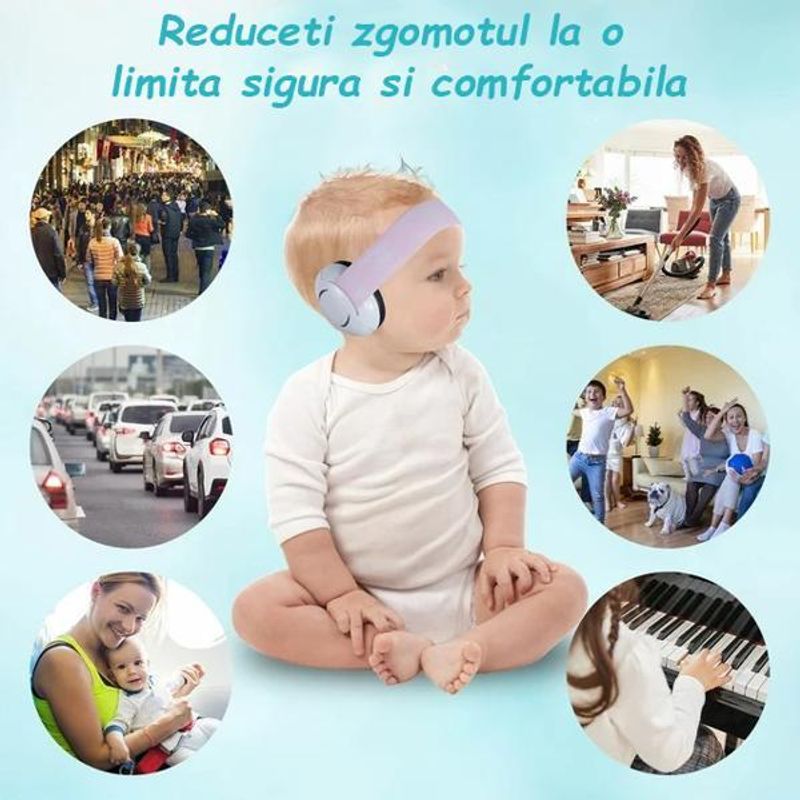 Casa si Gradina - Mobilier - Mobilier copii - Sisteme de siguranta - Casti Antifonice Pentru Copii si Bebelusi 3-36 luni, Protectie Auditiva, Prindere Sigura Fontanela, Bentita Elastica - Infinity.ro