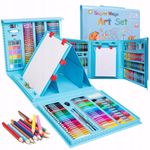 Jucarii, Copii si Bebe - Jucarii si jocuri - Jucarii & jocuri educative - Seturi pictura si desen - Set de desen si pictura pentru copii WePro Store, 208 elemente, Albastru - Infinity.ro