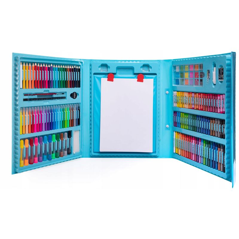 Jucarii, Copii si Bebe - Jucarii si jocuri - Jucarii & jocuri educative - Seturi pictura si desen - Set de desen si pictura pentru copii WePro Store, 208 elemente, Albastru - Infinity.ro