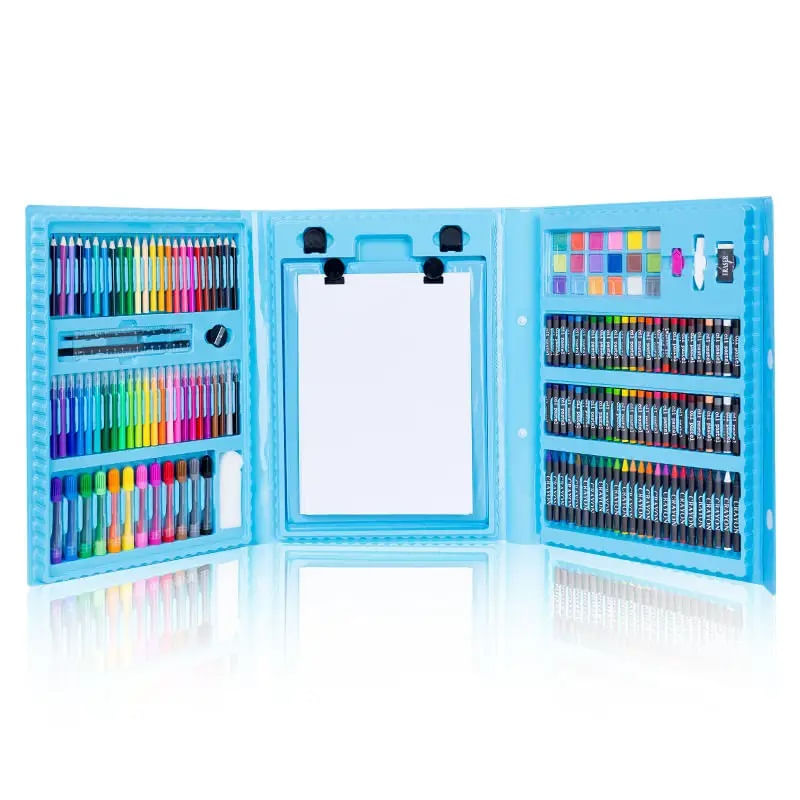 Jucarii, Copii si Bebe - Jucarii si jocuri - Jucarii & jocuri educative - Seturi pictura si desen - Set de desen si pictura pentru copii WePro Store, 208 elemente, Albastru - Infinity.ro