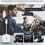 Auto si Moto - Electronice auto - Multimedia auto - Modulator tip adaptor wireless Android Auto, compatibil cu android, conversie de la cablu la wireless pentru, alb - Infinity.ro